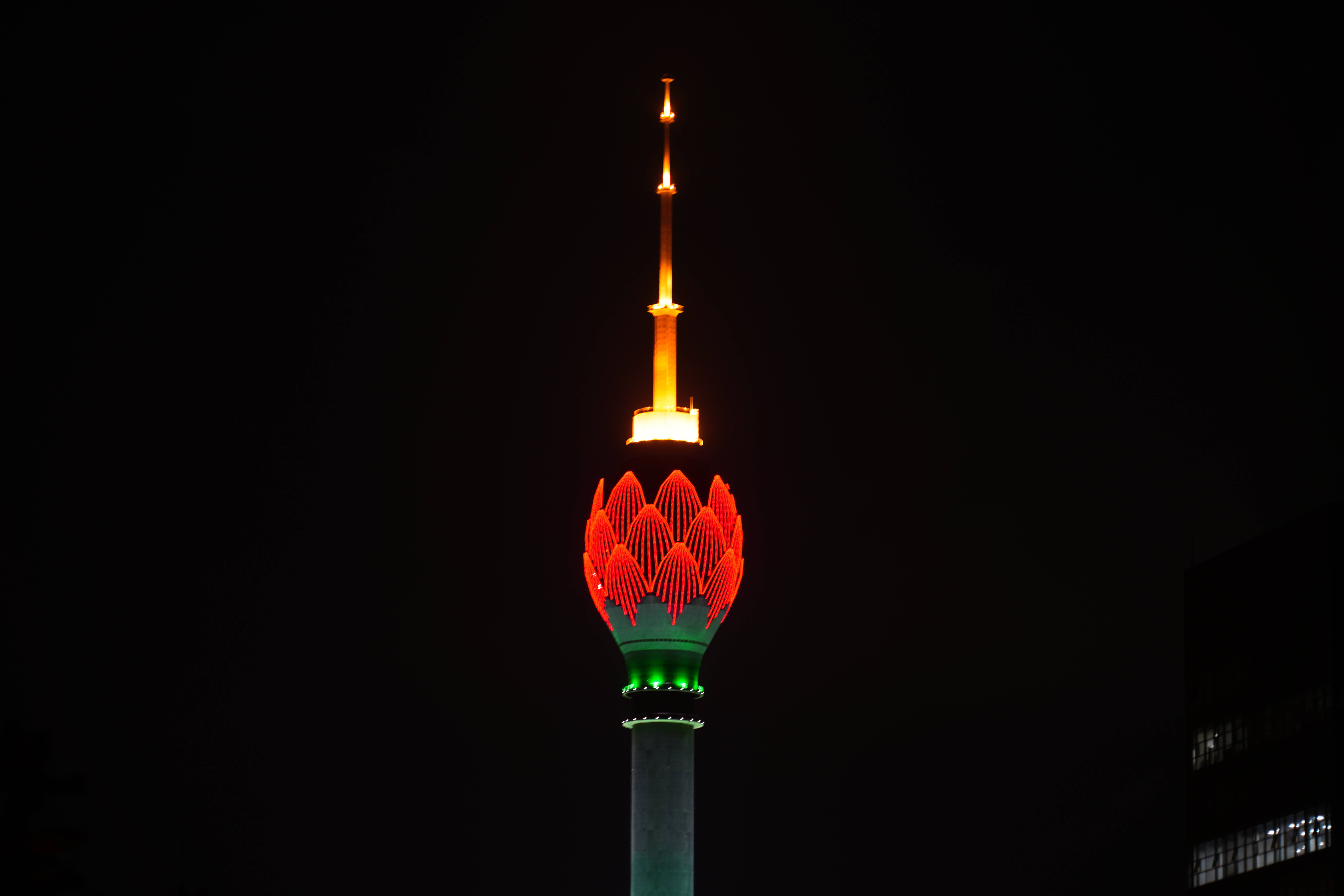 科伦坡点亮"中国红"迎春节_新华社_电视塔_莲花