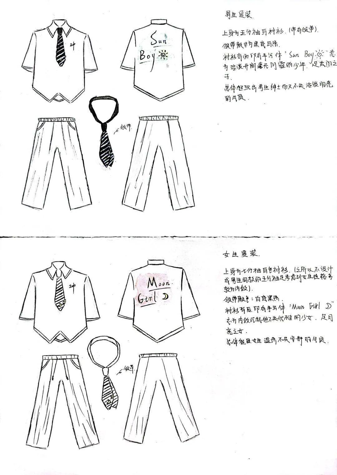 校服设计手稿图 步骤图片