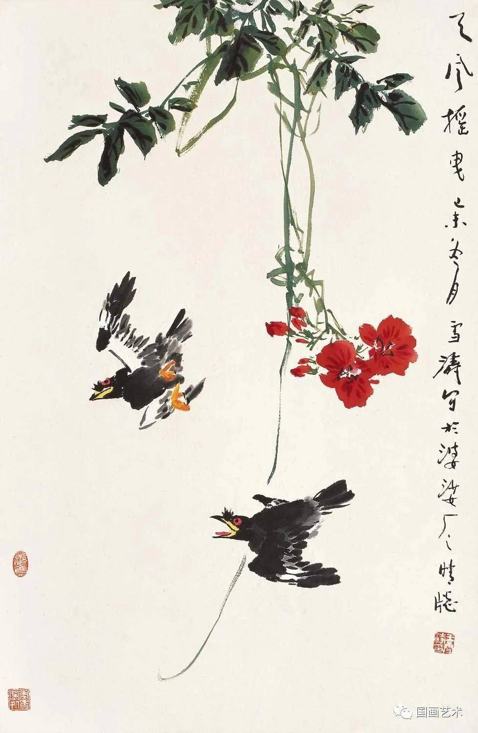 王雪涛笔下的凌霄清新灵妙