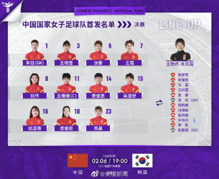 中国女足|女足首发阵容公布 今晚7点，看姑娘们的！