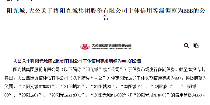 債券停牌 機構減持 知名房企陽光城近期屢屢遇險_評級_公告_方式