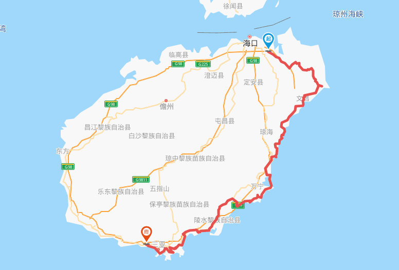 海南省环岛地图图片