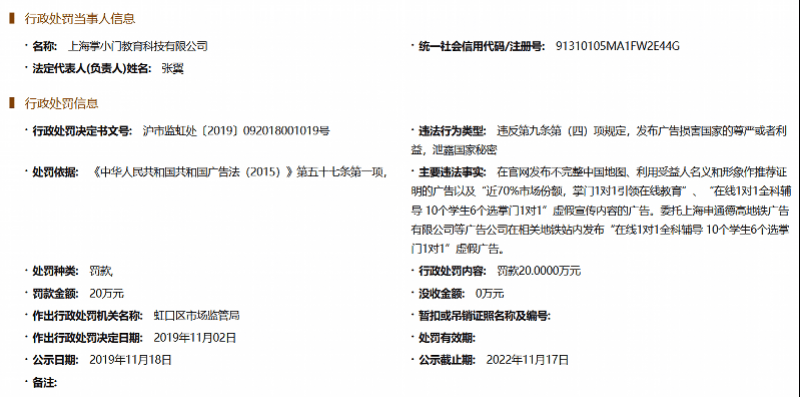 購買手機號推銷課程掌門1對1被罰企業已完成整改