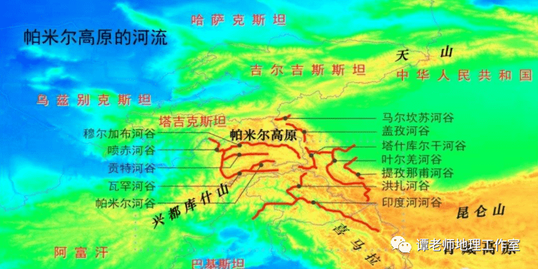 喜馬拉雅山脈和喀喇崑崙山脈的分界河為印度河;喀喇崑崙山和興都庫什