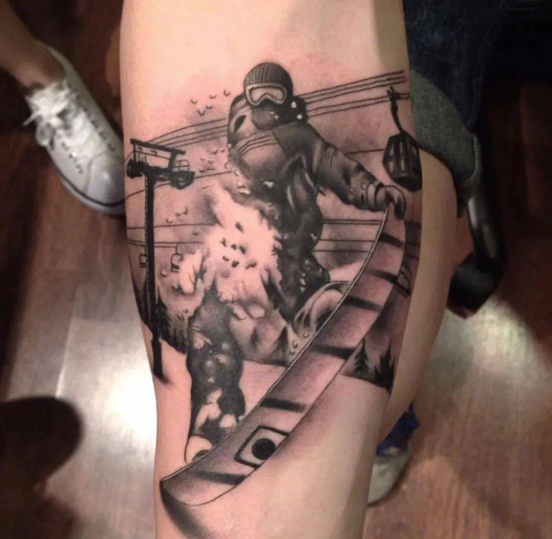 冰雪上的风驰电掣,单板滑雪纹身._运动_感觉_场地