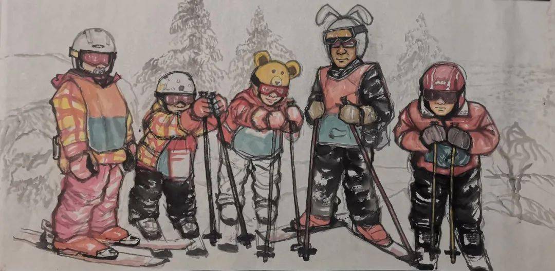 冬奥会儿童国画作品图片
