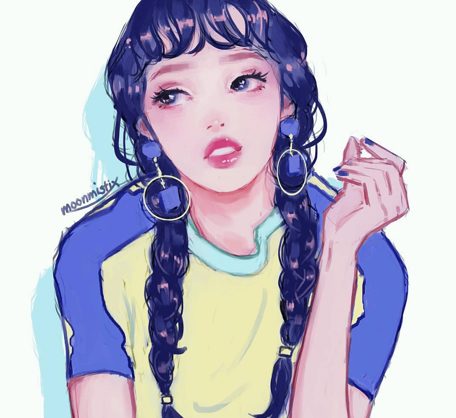 青春洋溢的少女頭像插畫