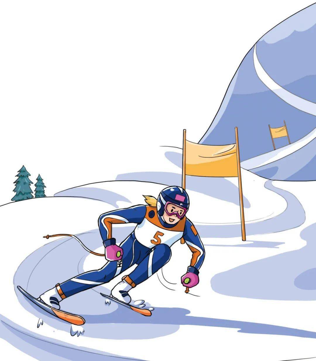 高山滑雪卡通画图片