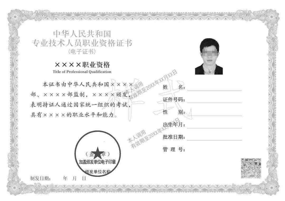 使用中华人民共和国人力资源和社会保障部专业技术人员职业资格证书