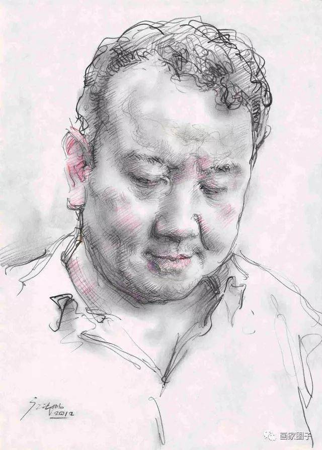 四川美院院长庞茂琨速写肖像作品_素描_绘画_结构