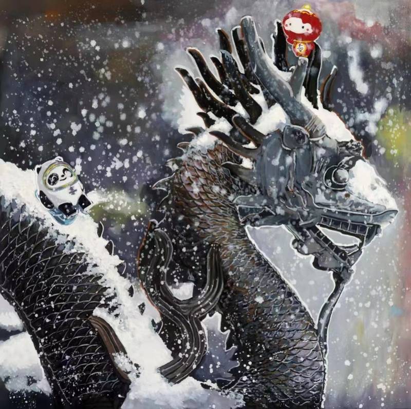 疫情|艺术家舒勇每日一画“一起向未来”，用冰墩墩讲中国故事