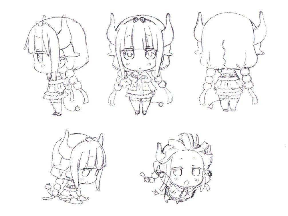 绘画技能分享|线稿分享第82期——《小林家的龙女仆》原画集