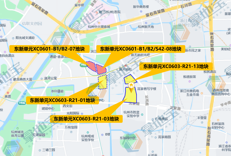 杭州市拱墅區東新單元xc0603-b1/b2-13等地塊位於拱墅區東新規劃管理