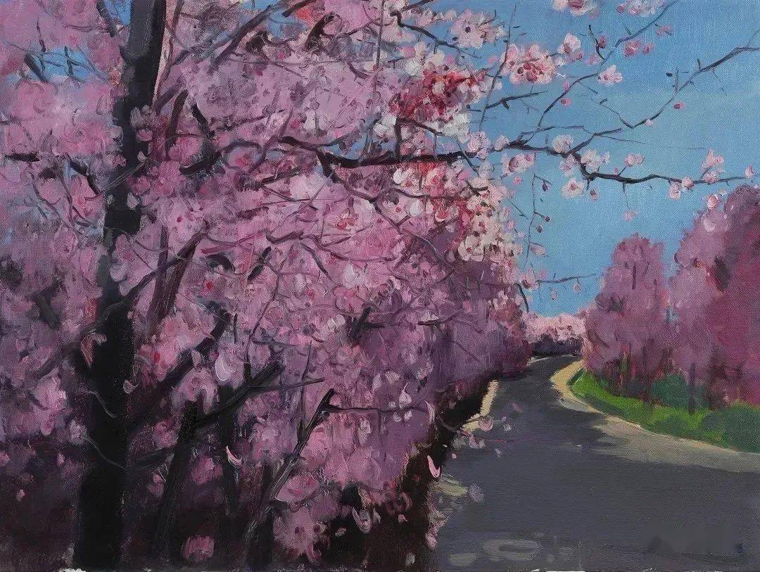 【写生啦】不负花期——名家笔下的桃花_cm_油画_布面