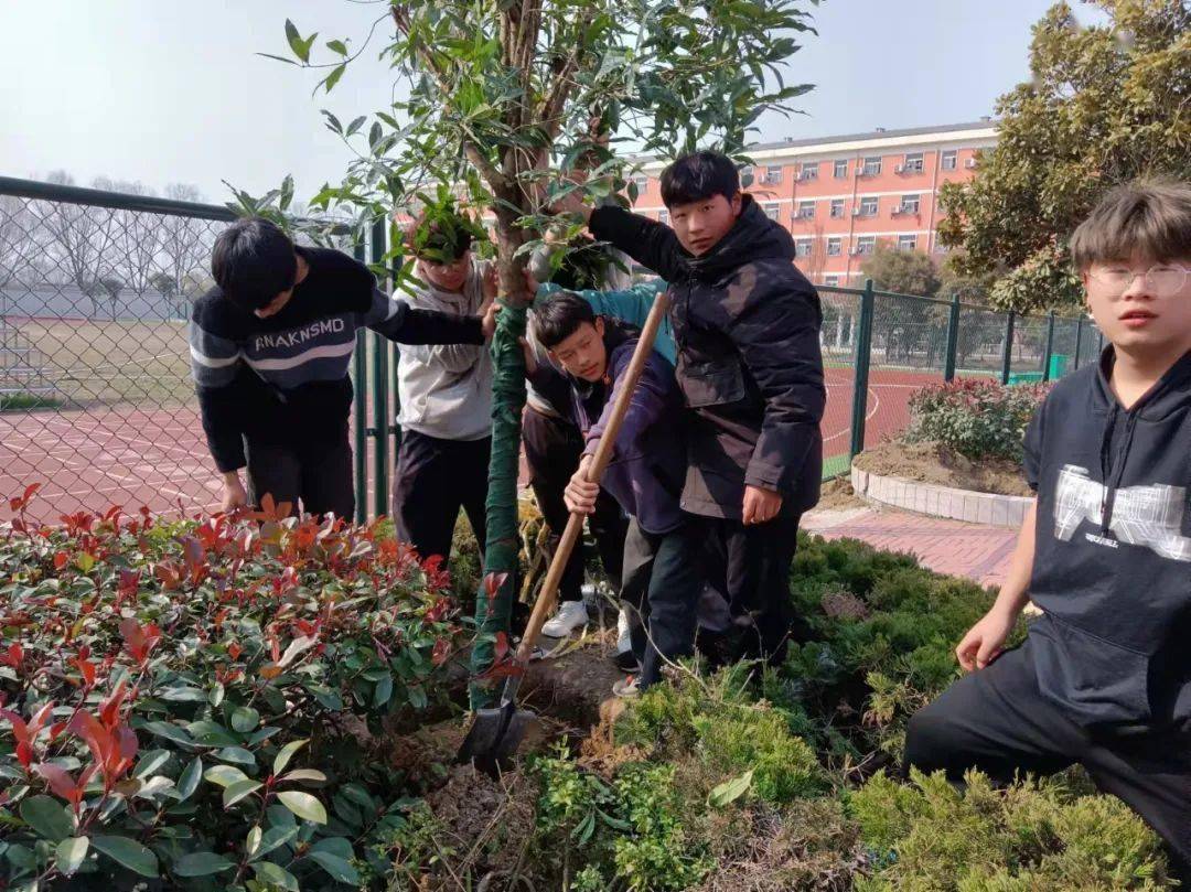 加强生态文明教育培养热爱劳动情操泗县双语中学美化绿化校园环境