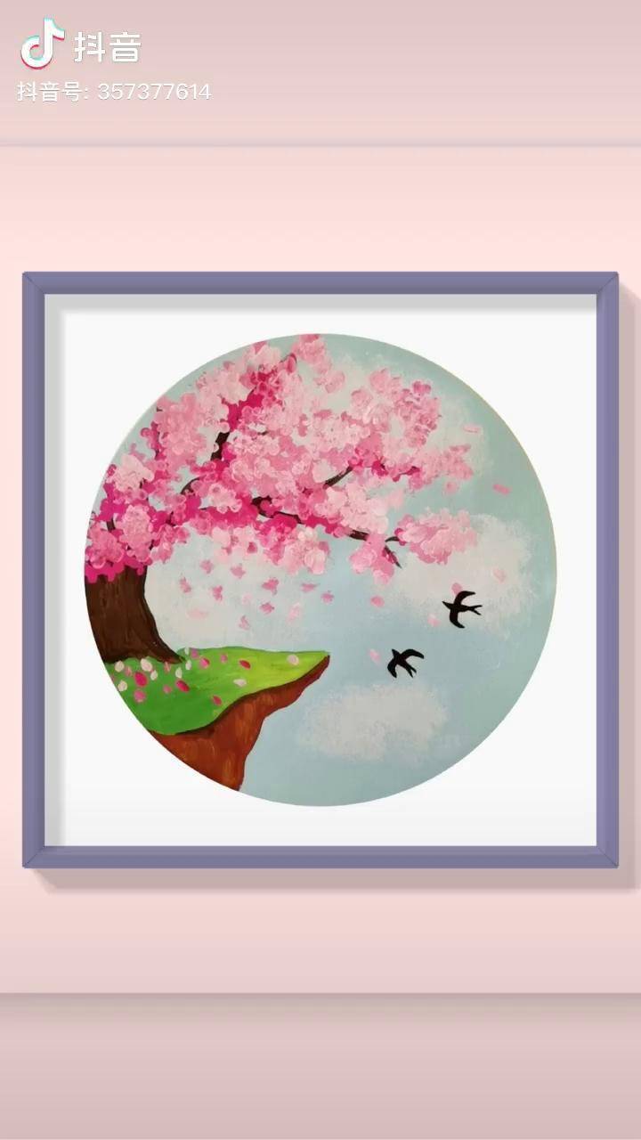 春天到啦教大家画简单又好看的桃花树哦创意美术儿童画春天你好萌知