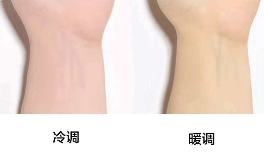 偏蓝偏紫即冷皮,偏绿偏橄榄色即暖皮.