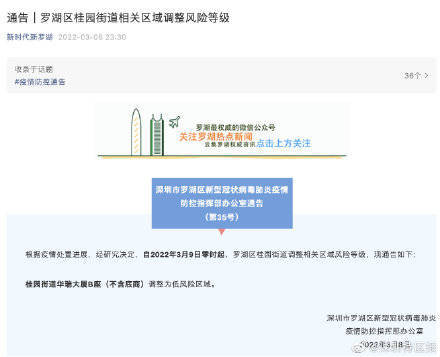 通告|最新通告！深圳市罗湖区一地调整为低风险区域