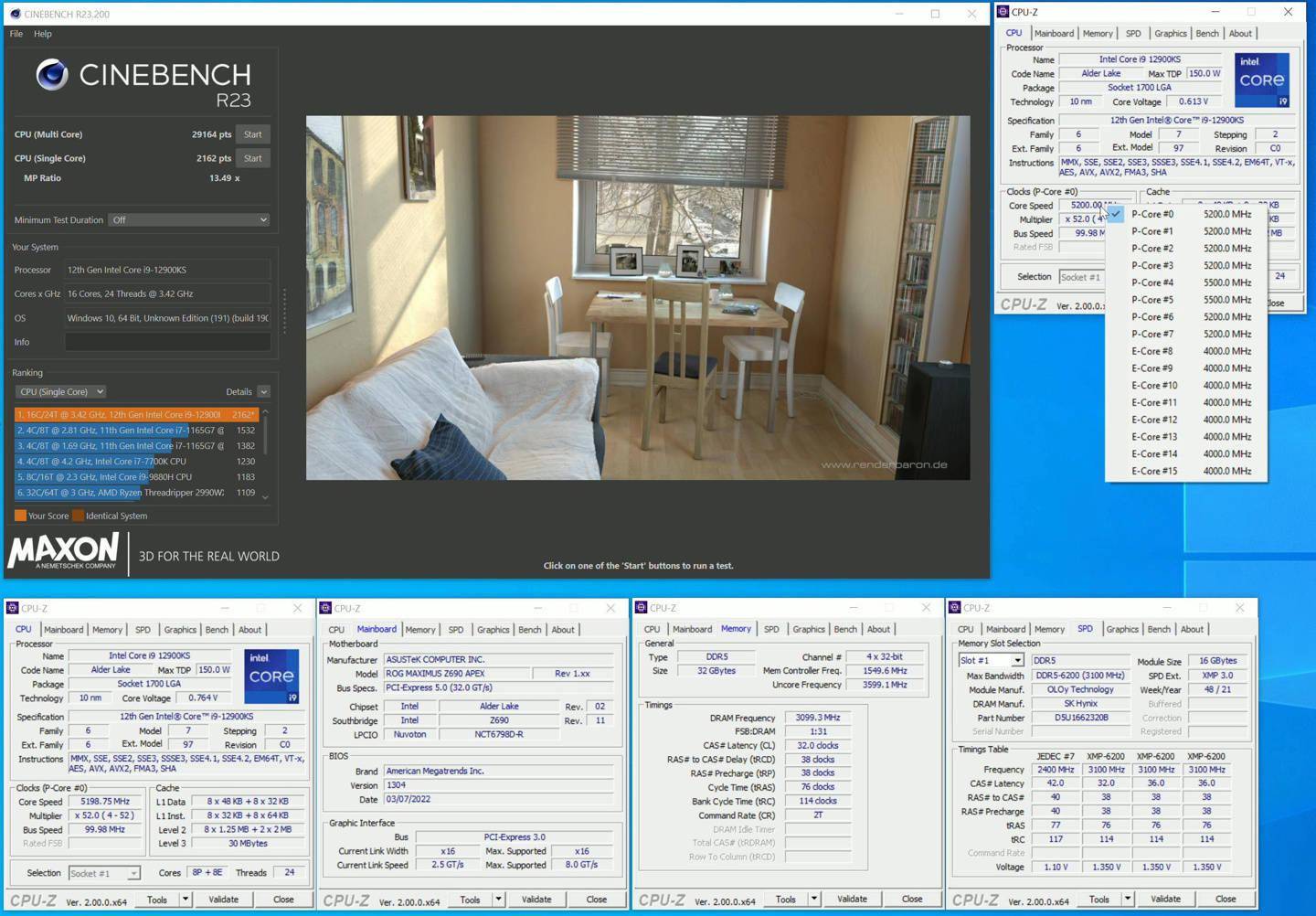 英特尔 i9-12900KS Cinebench 跑分曝光，击败 AMD R9 5950X