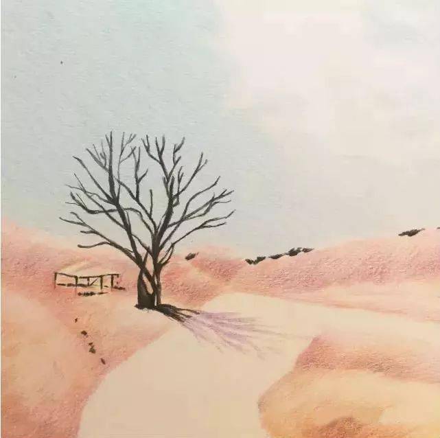 彩色铅笔下的风景插图