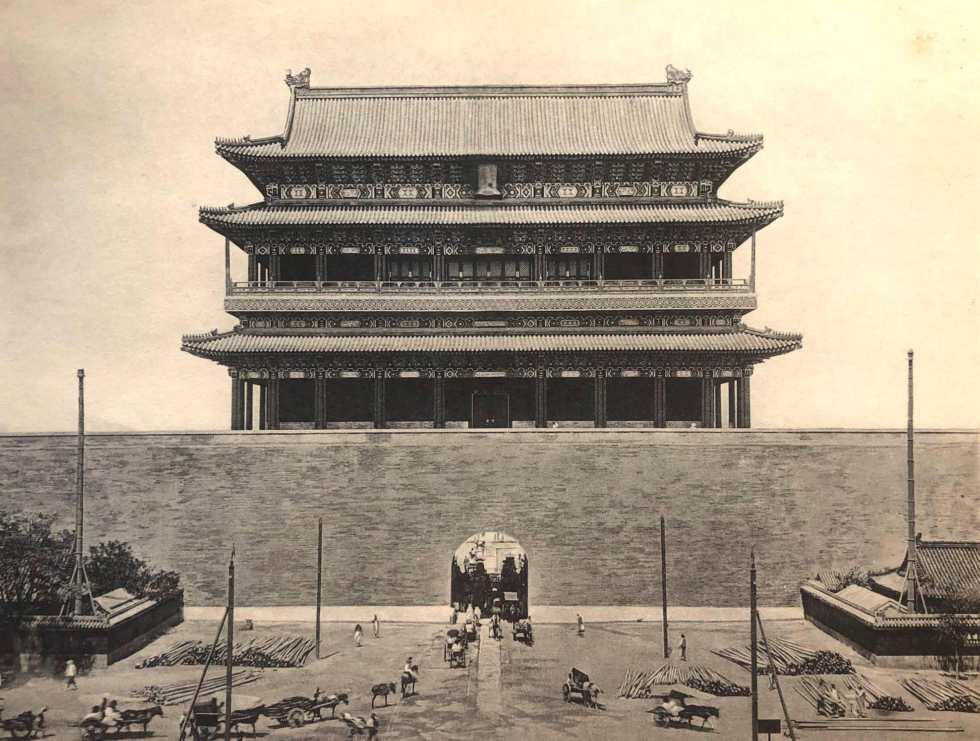 柏石曼清末中国行(续17)北京风光老照片「城内」_建筑_东牌楼_钟鼓楼