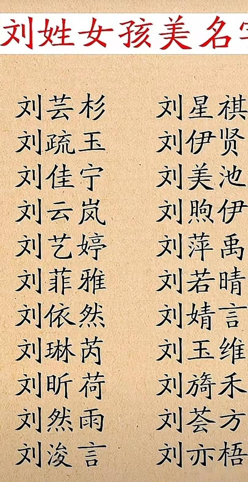 起名:刘姓女孩名