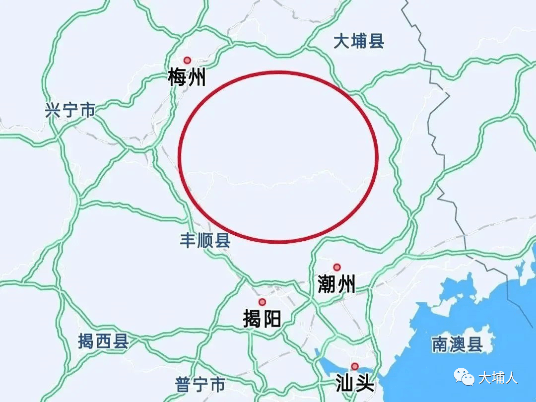 大丰华高速大埔至丰顺段规划线路走向