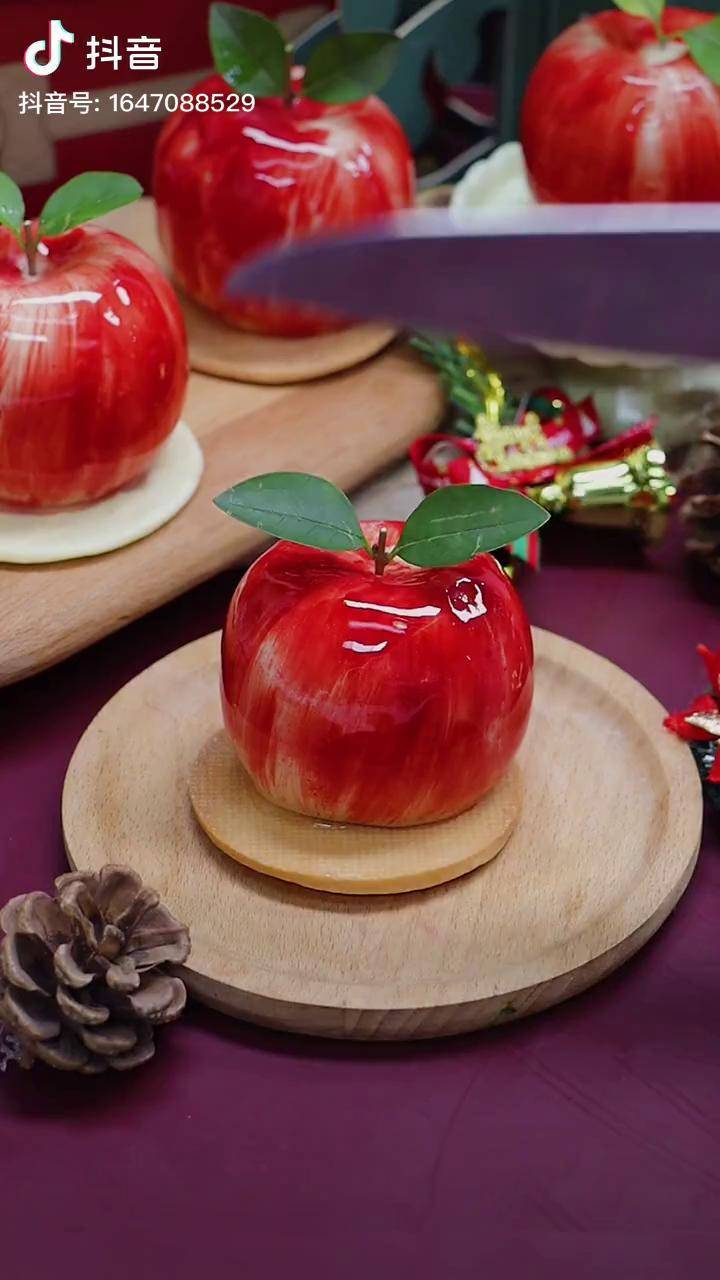 圣诞节永不缺席的平安果仿真苹果蛋糕法式西点苹果蛋糕慕斯烘焙不负