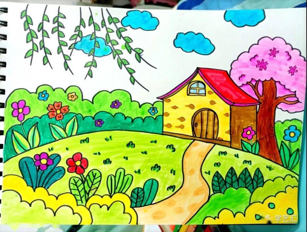 儿童画画春天 简单图片