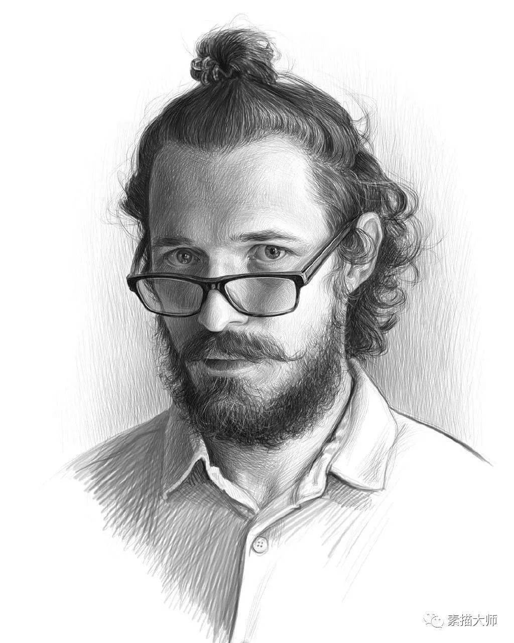 77幅男性肖像素描,风格多样,学习了!