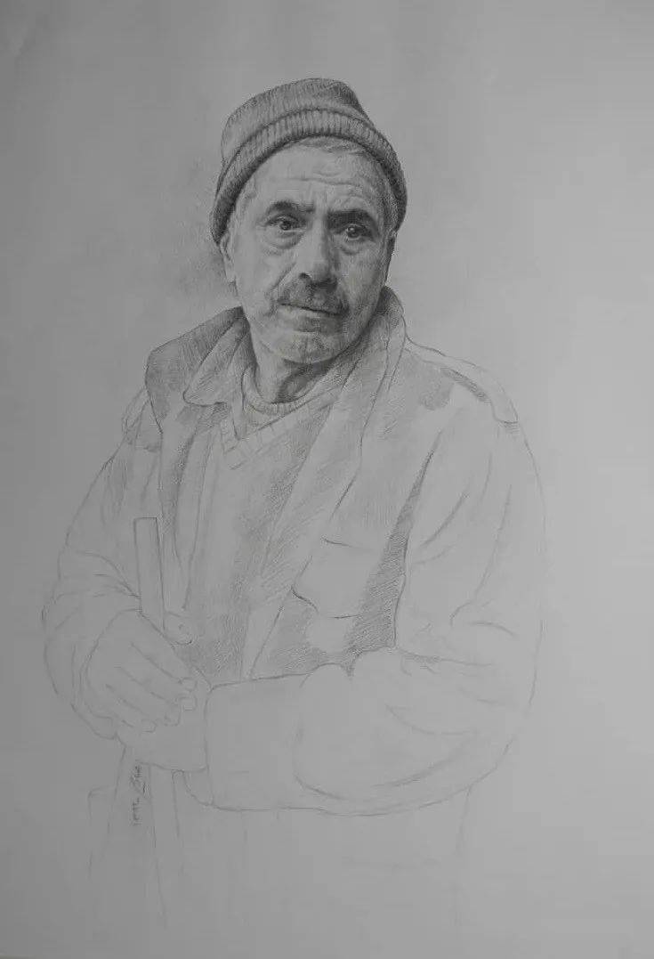 77幅男性肖像素描风格多样学习了