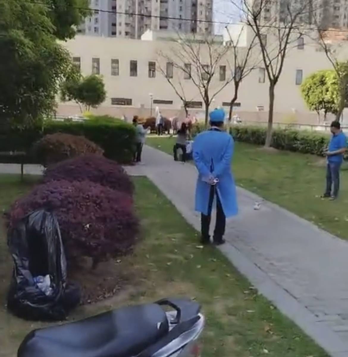 原創蘇州女子踩平衡車做核酸摔倒訛詐追打身後大爺騎車追人要說法