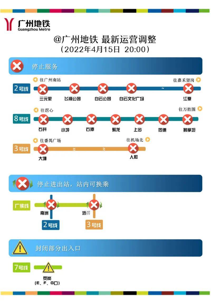 广州地铁又两站停止服务！三区最新通告