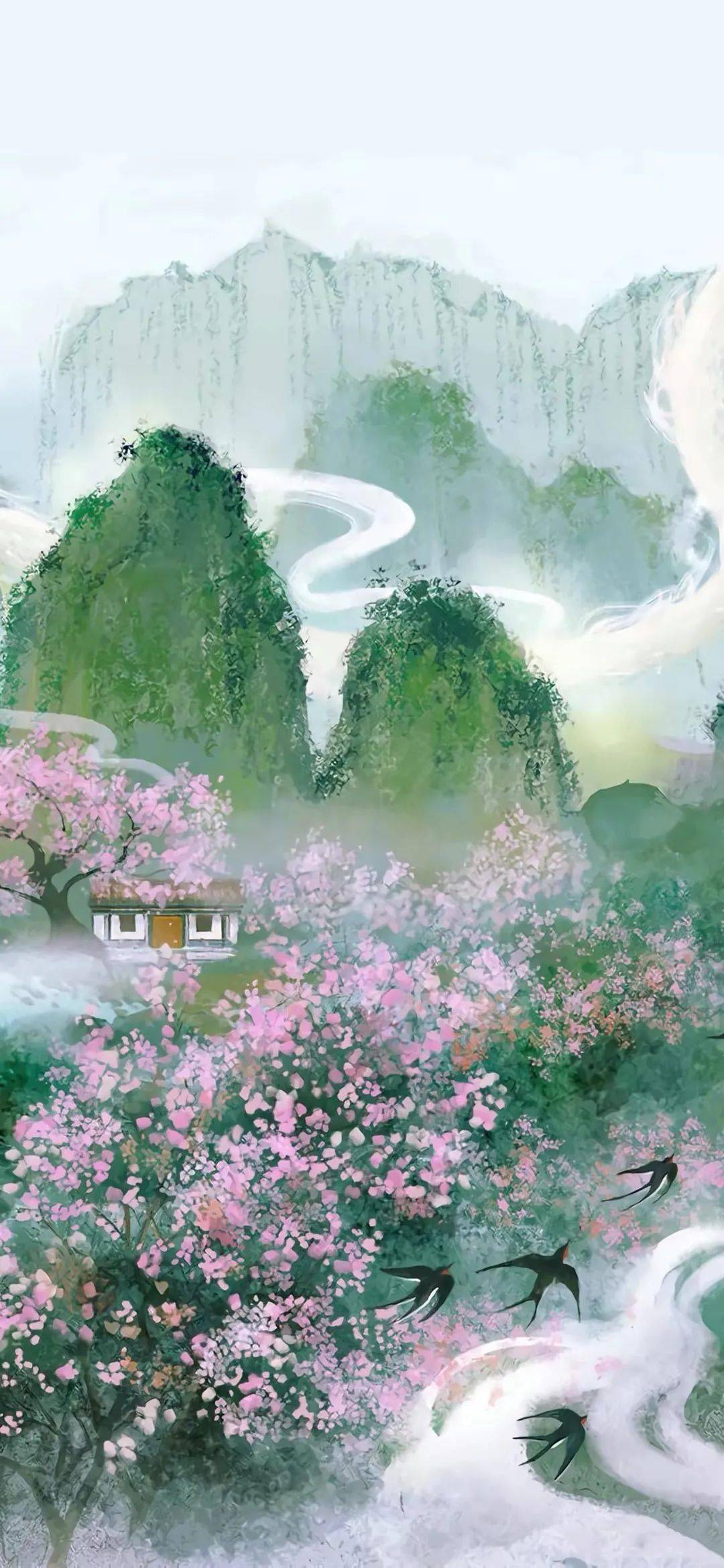 俯观,浅红顿摇山野;仰察,新蕊端坐绣房.