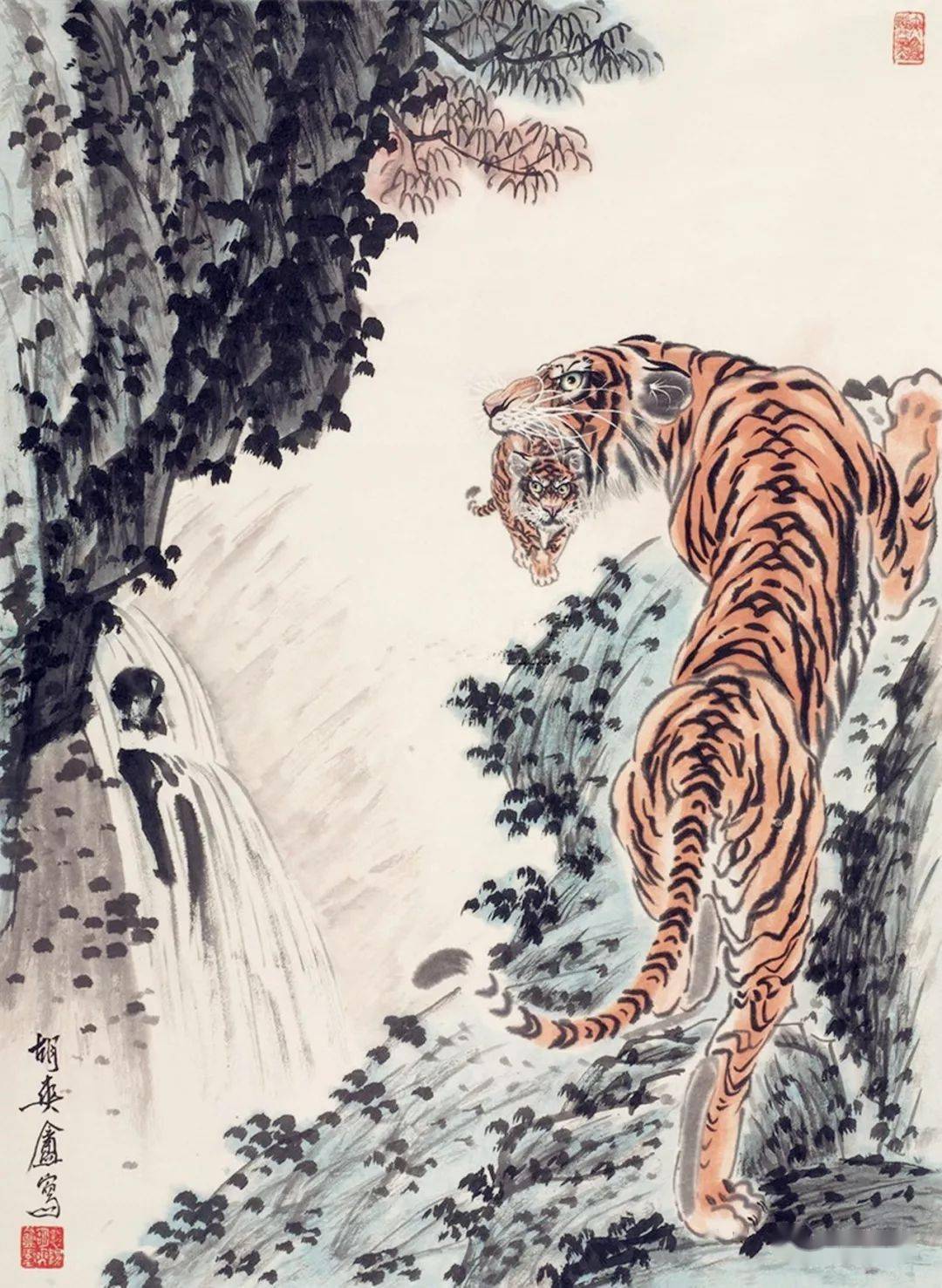 画虎大师胡爽庵的猛虎图