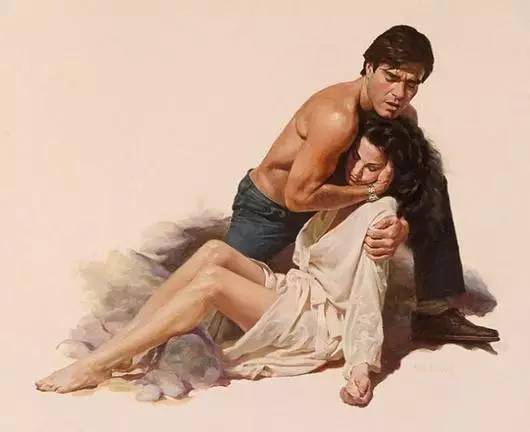 油画中浪漫的吻这样的吻只需一次