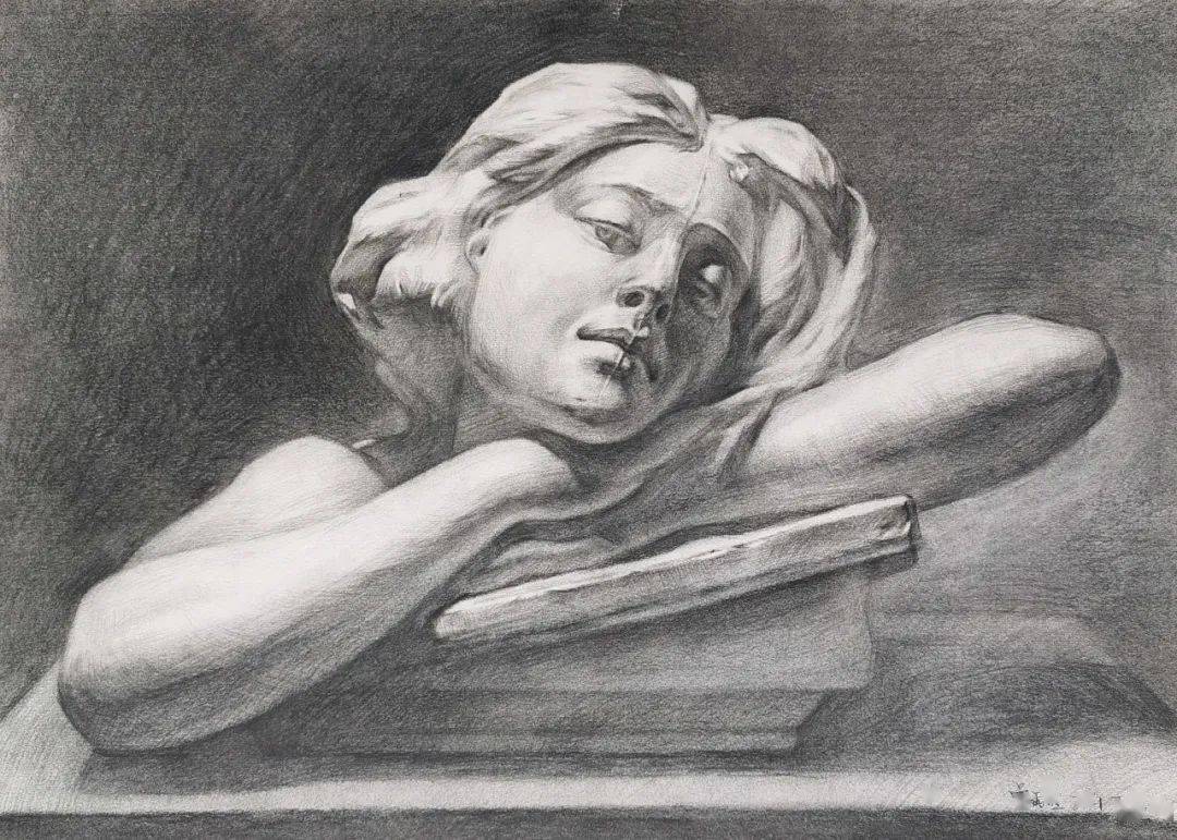 素描石膏像素描静物学生作品展示《鱼》水粉画156x108厘米《鱼的构想