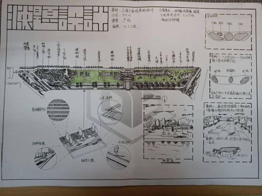 本次活動的抄繪案例包含了如城市廣場,濱水公園等各類常考用地類型