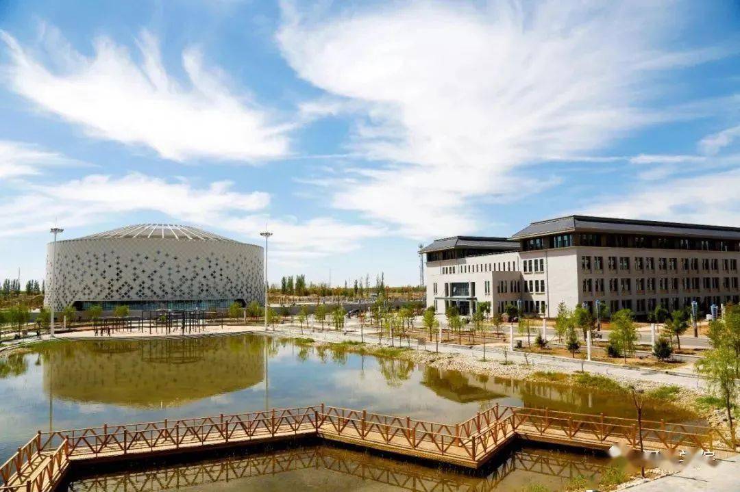 河套学院第43集中,俯拍的校园风景,展示了长春建筑学院内风格各异