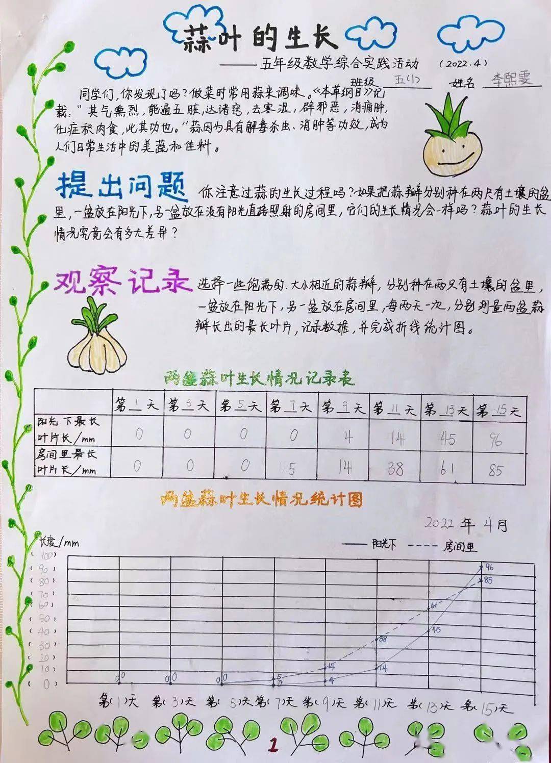 蒜叶的生长折线统计图图片