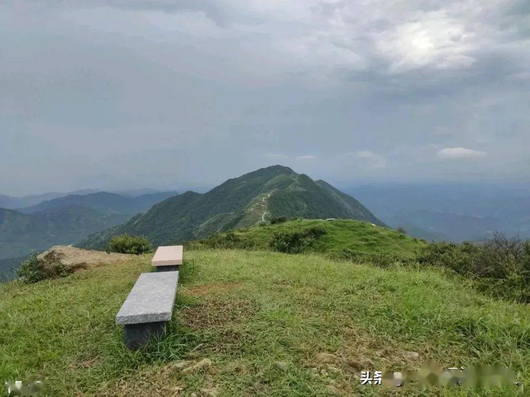 回頭望深衝坳和遠處的南小金山龍脊水泥路邊左拐爬坡上大紺山水泥路