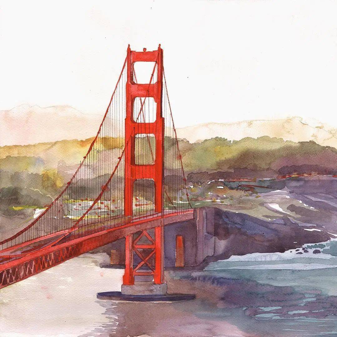 梦幻水彩建筑配色美得让人哽咽