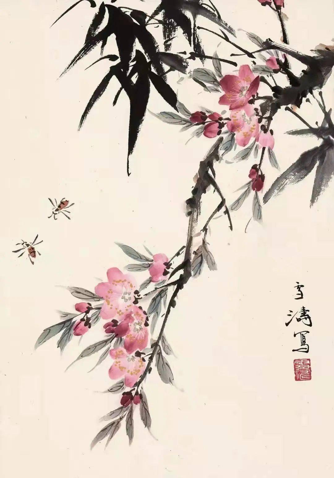 赏大师写意桃花,美醉了_齐白石_国画_平台