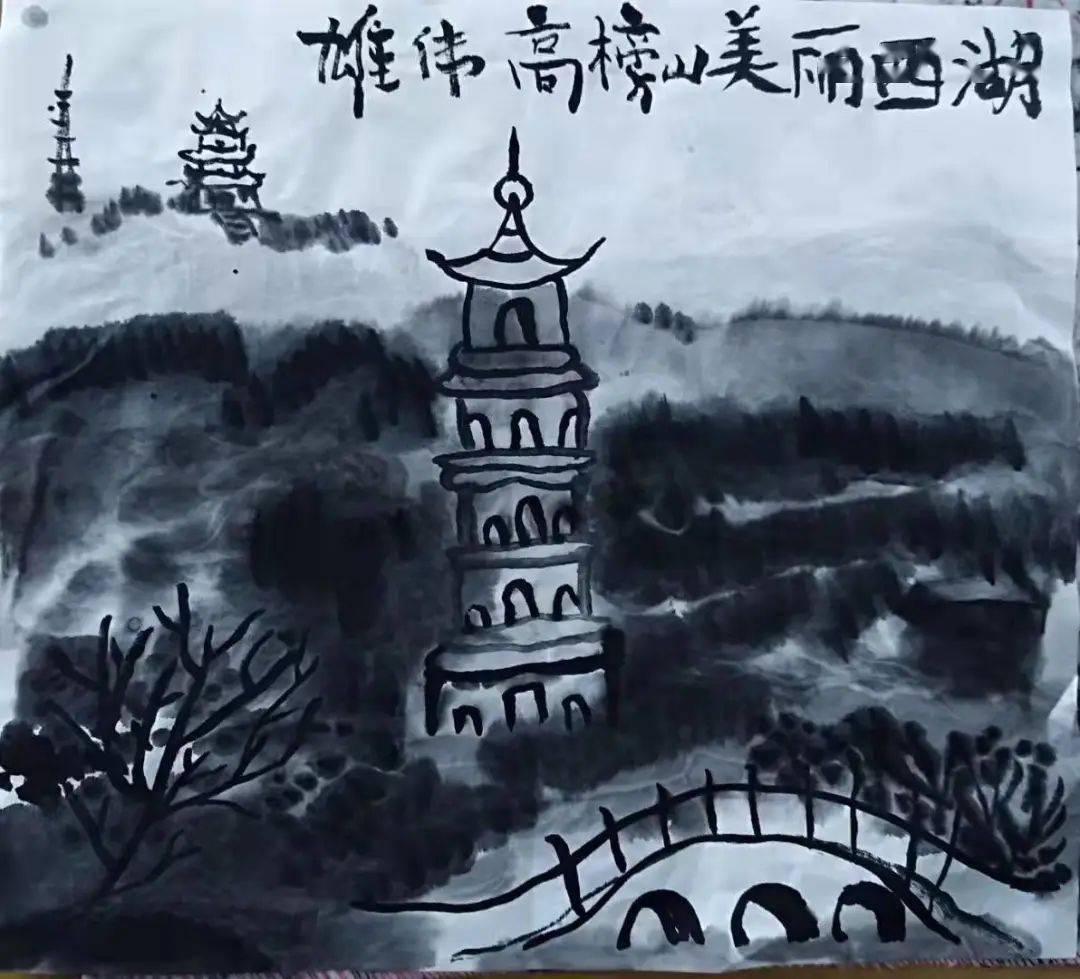 惠州西湖大门绘画图片