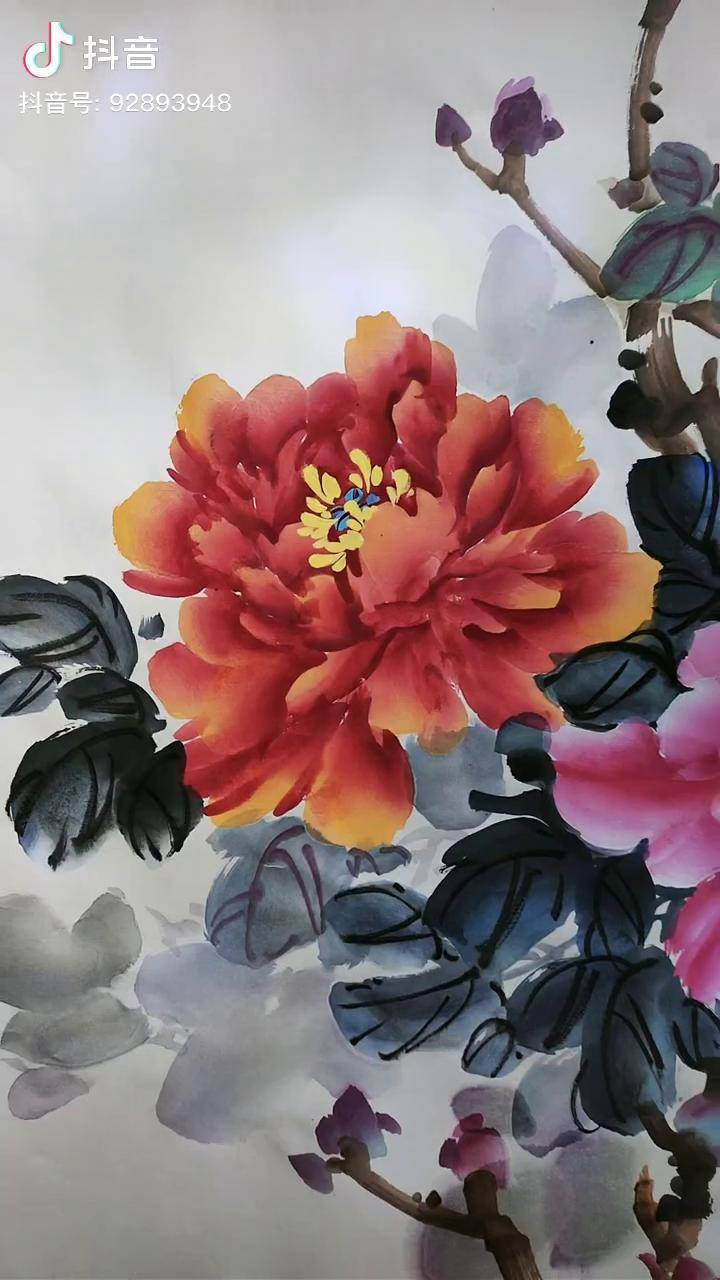 国画写意牡丹 传承文化 花开富贵好运来 四尺横幅牡丹出炉,结缘定制