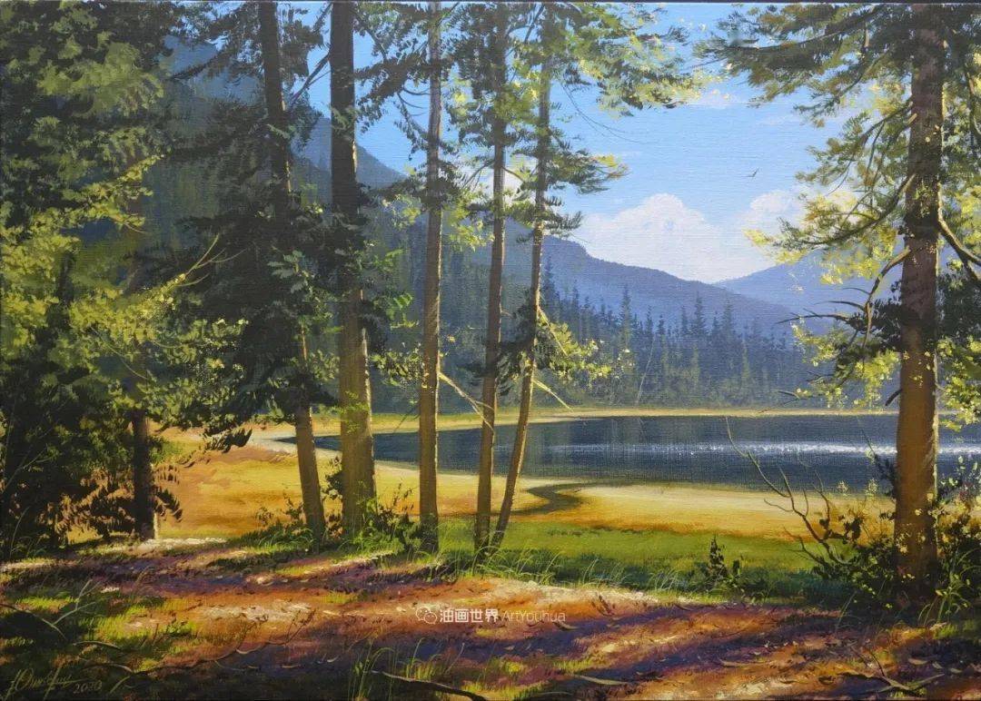 白俄罗斯画家维克多的风景油画让人赞叹不已无尽透彻的光独特的森林与