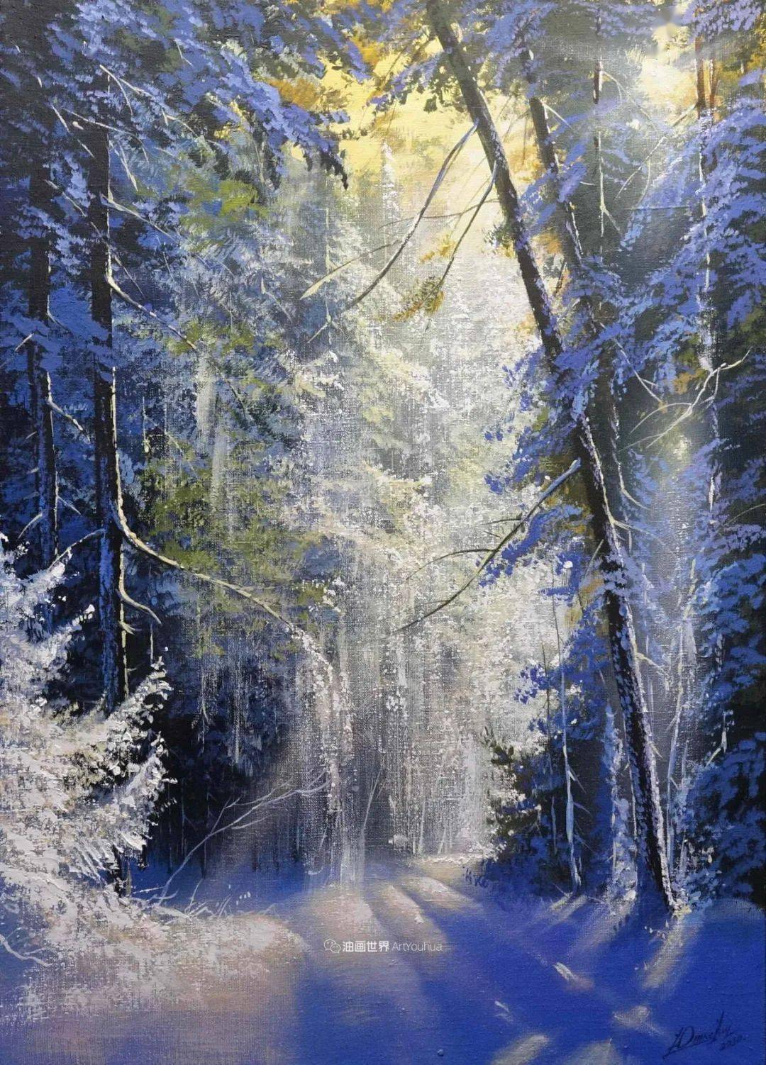 白俄罗斯画家维克多的风景油画让人赞叹不已无尽透彻的光独特的森林与