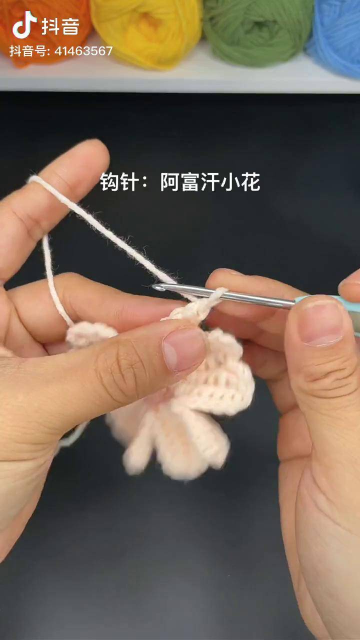 钩针阿富汗针法樱花毛线编织手工毛线编织钩针编织