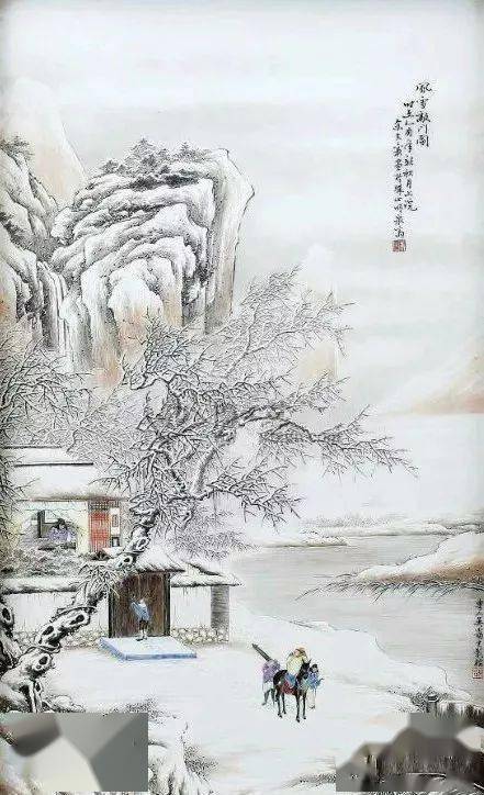 清凉一夏,一组美到极致的雪景山水画!_国画_余文襄_梅花枝