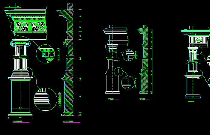 分享欧式立柱罗马柱柱头柱脚大样图